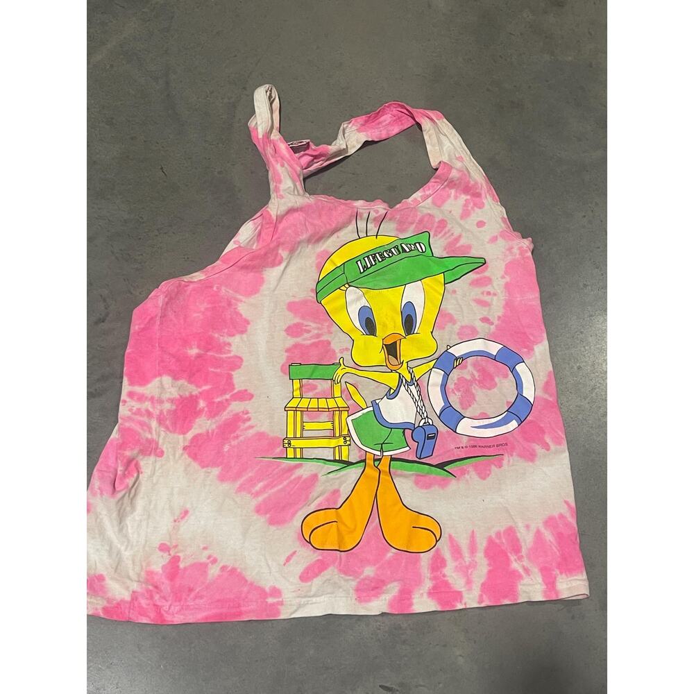 Looney Tunes, Lifeguard Tweety, Tie-Dye Tank Top, Pink-White, 1996, Official